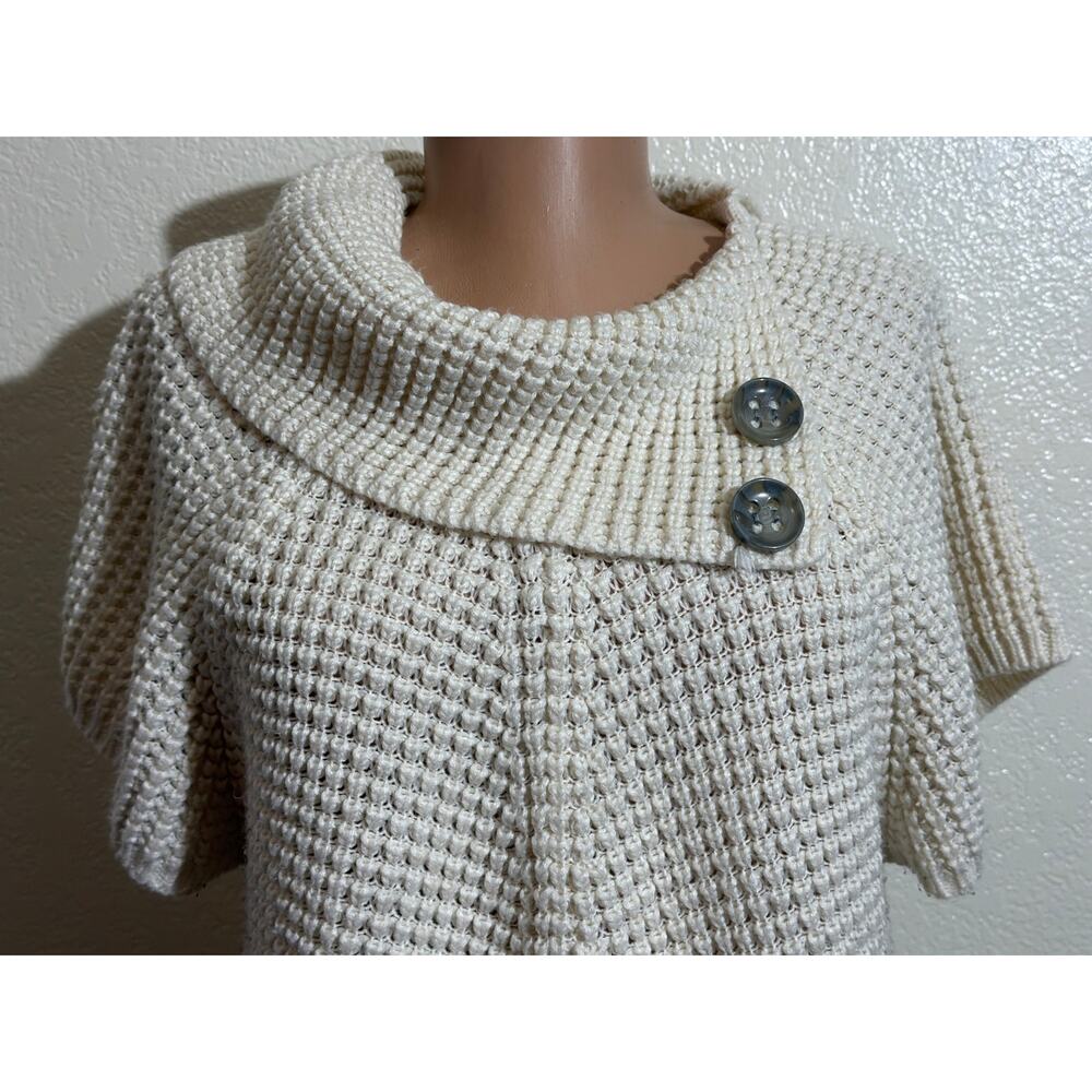 Worthington Women Ivory Knit Long Diagonal Collar Sweater XL
